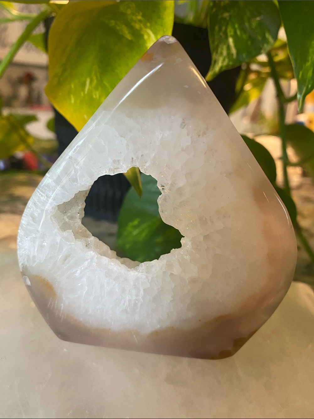 Druzy Agate Teardrop - Polished Crystal Display - Picture 3 of 6